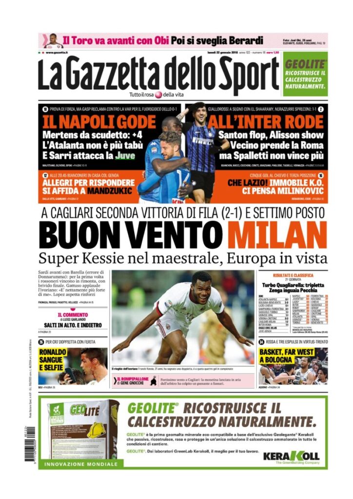 Rassegna Bianconera di lunedì 22 gennaio 2018 3 GDS21118 1