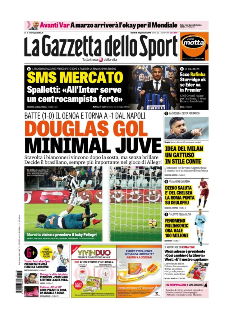 Rassegna Bianconera di martedì 23 gennaio 2018 3 GDS23118