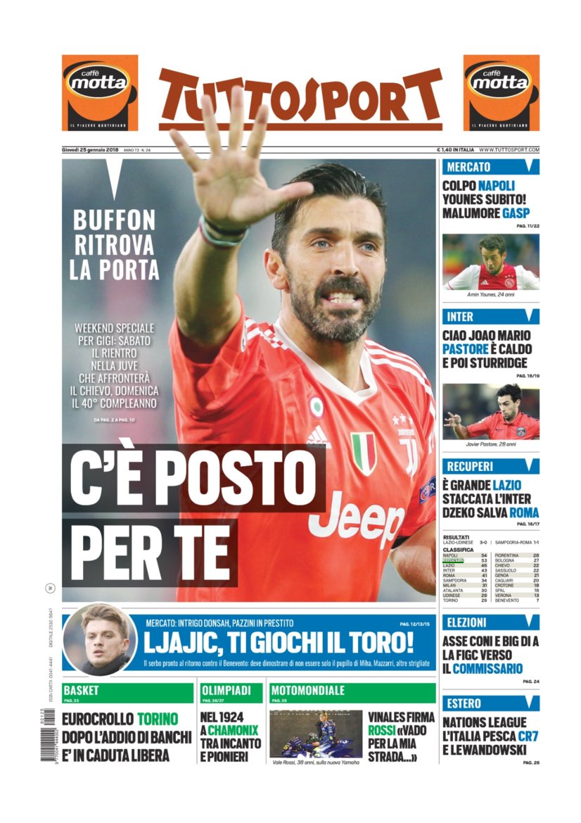 Rassegna Bianconera di giovedì 25 gennaio 2018 36 TS25118