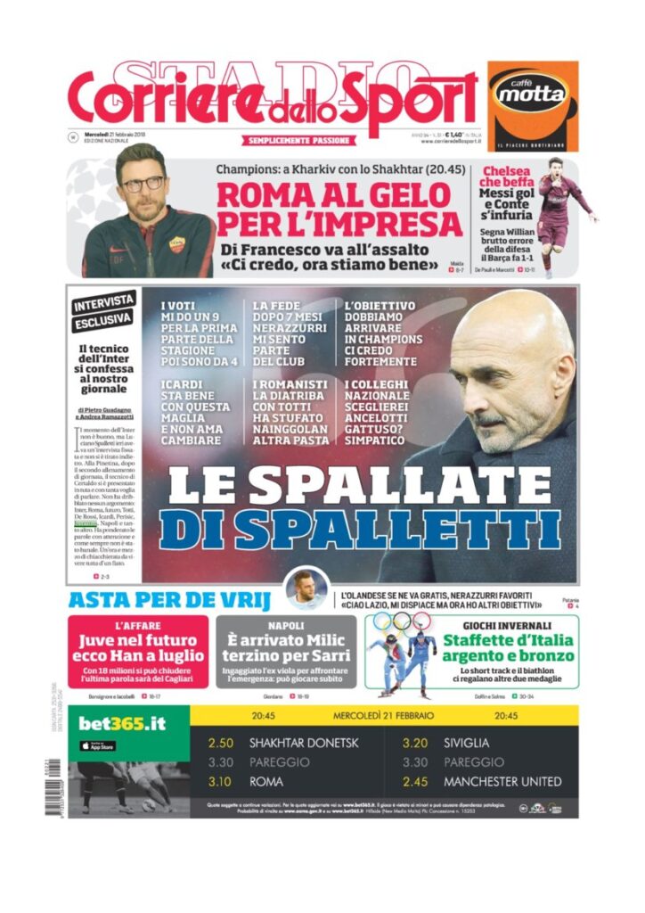 Rassegna Bianconera di mercoledì 21 febbraio 2018 2 CDS21218