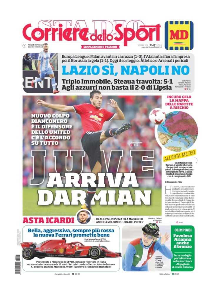 Rassegna Bianconera di venerdì 23 febbraio 2018 1 CDS23218