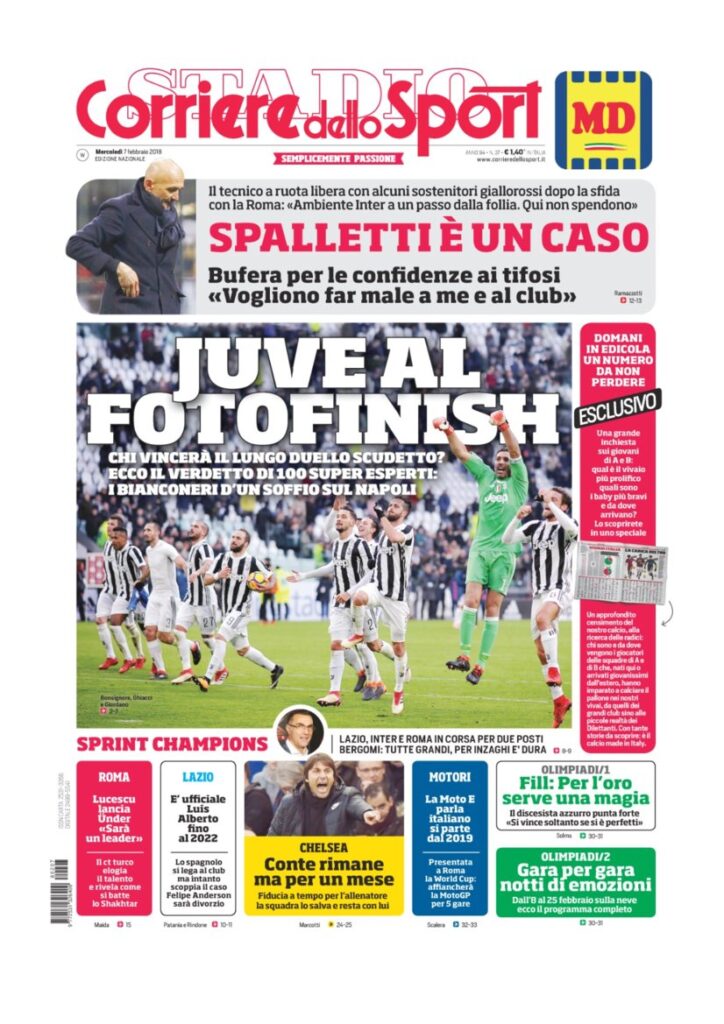 Rassegna Bianconera di mercoledì 7 febbraio 2018 1 CDS7218