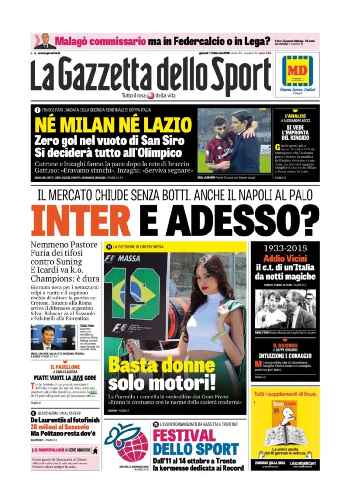 Rassegna Bianconera di giovedì 1 febbraio 2018 4 GDS1218