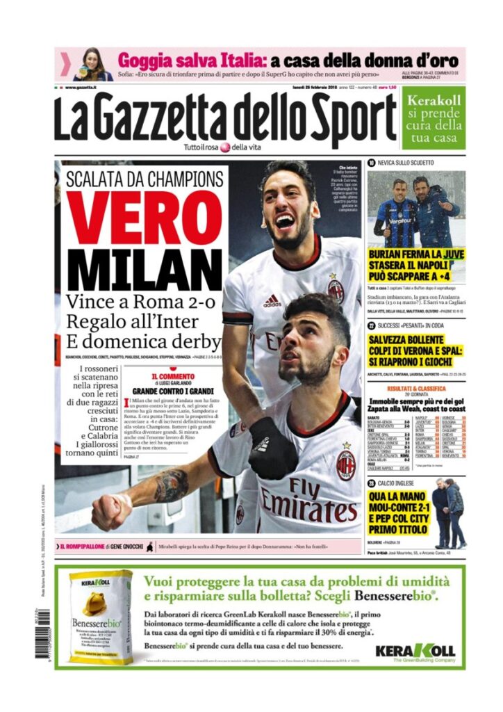 Rassegna Bianconera di lunedì 26 febbraio 2018 4 GDS26218