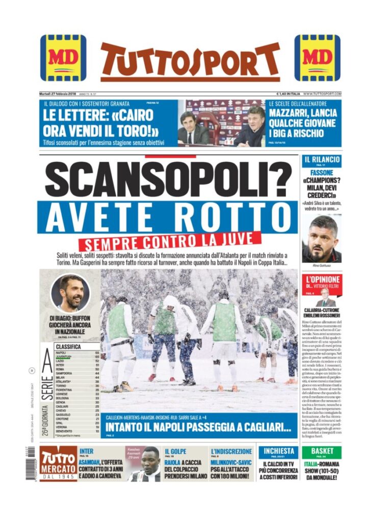 Rassegna Bianconera di martedì 27 febbraio 2018 1 TS27218 1