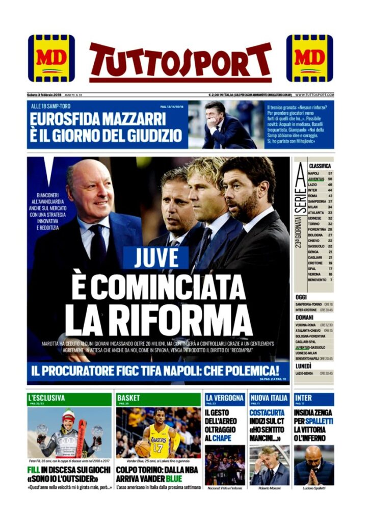 Rassegna Bianconera di sabato 3 febbraio 2018 1 TS3218