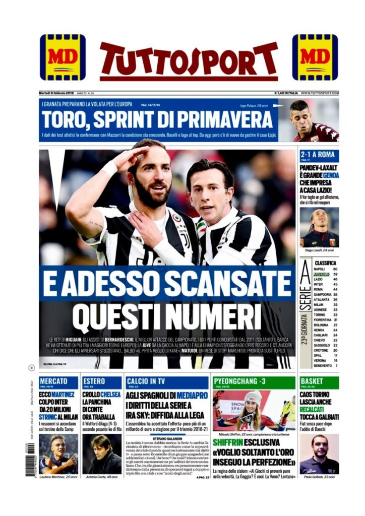 Rassegna Bianconera di martedì 6 febbraio 2018 4 TS6218