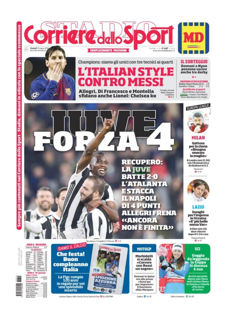 Rassegna Bianconera di giovedì 15 marzo 2018 1 CDS15318