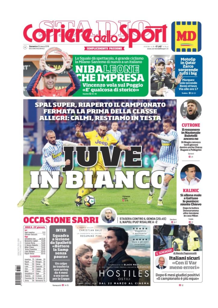 Rassegna Bianconera di domenica 18 marzo 2018 1 CDS18318
