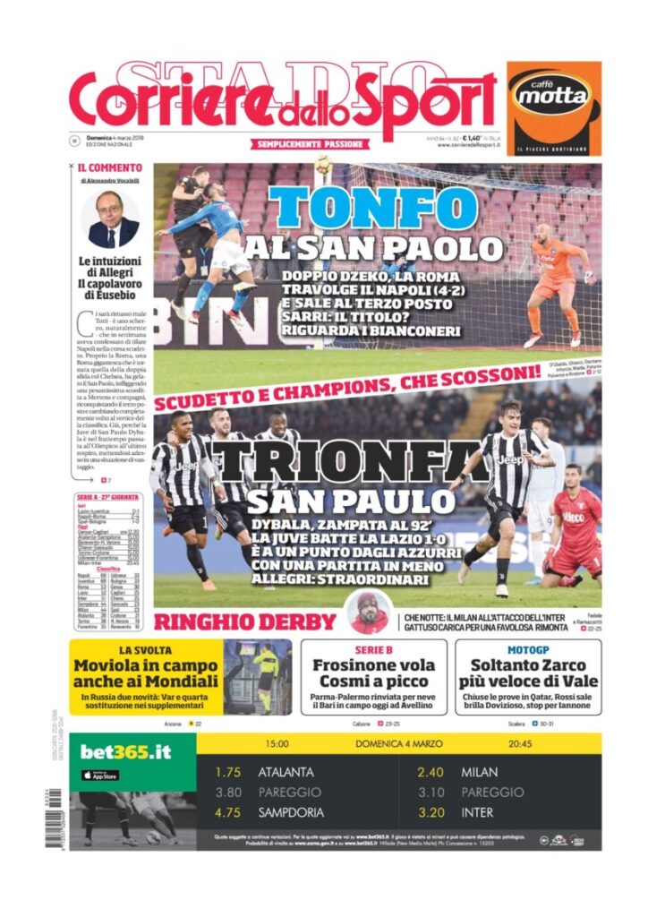 Rassegna Bianconera di domenica 4 marzo 2018 1 CDS4318