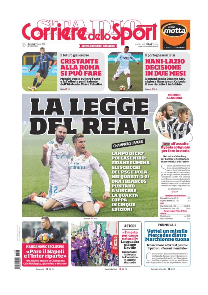 Rassegna Bianconera di mercoledì 7 marzo 2018 2 CS7318