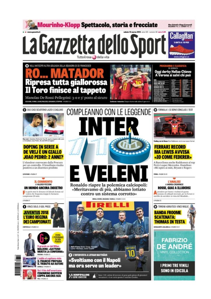 Rassegna Bianconera di sabato 10 marzo 2018 2 GDS10318