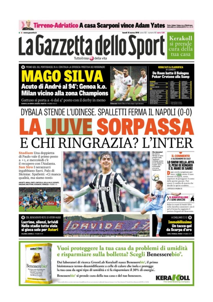 Rassegna Bianconera di lunedì 12 marzo 2018 2 GDS12318