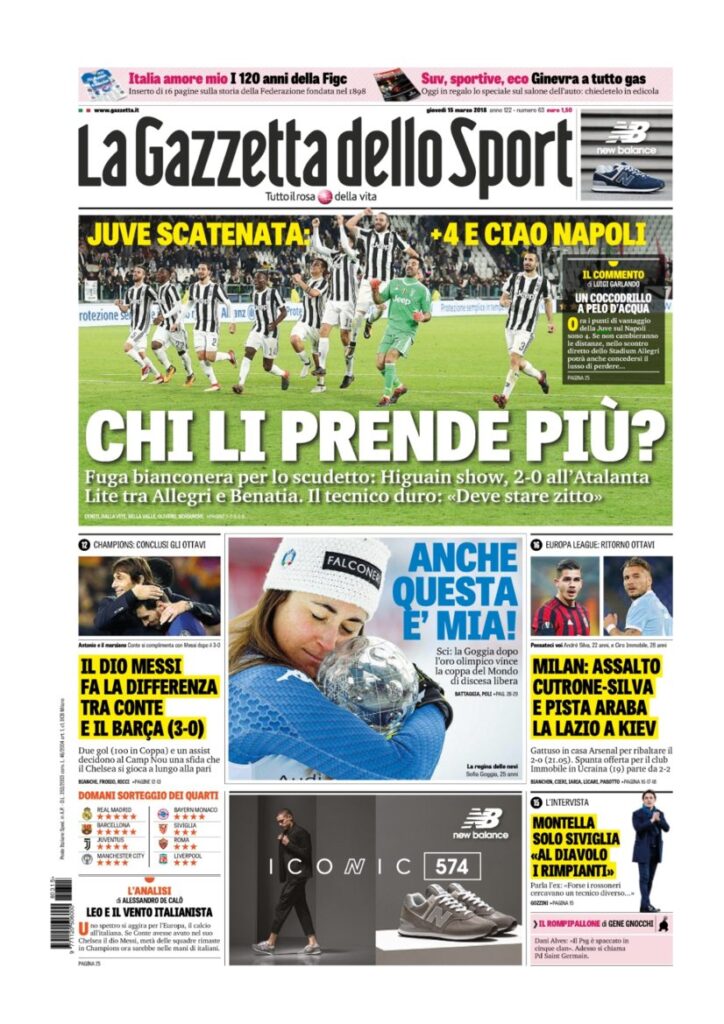 Rassegna Bianconera di giovedì 15 marzo 2018 2 GDS15318