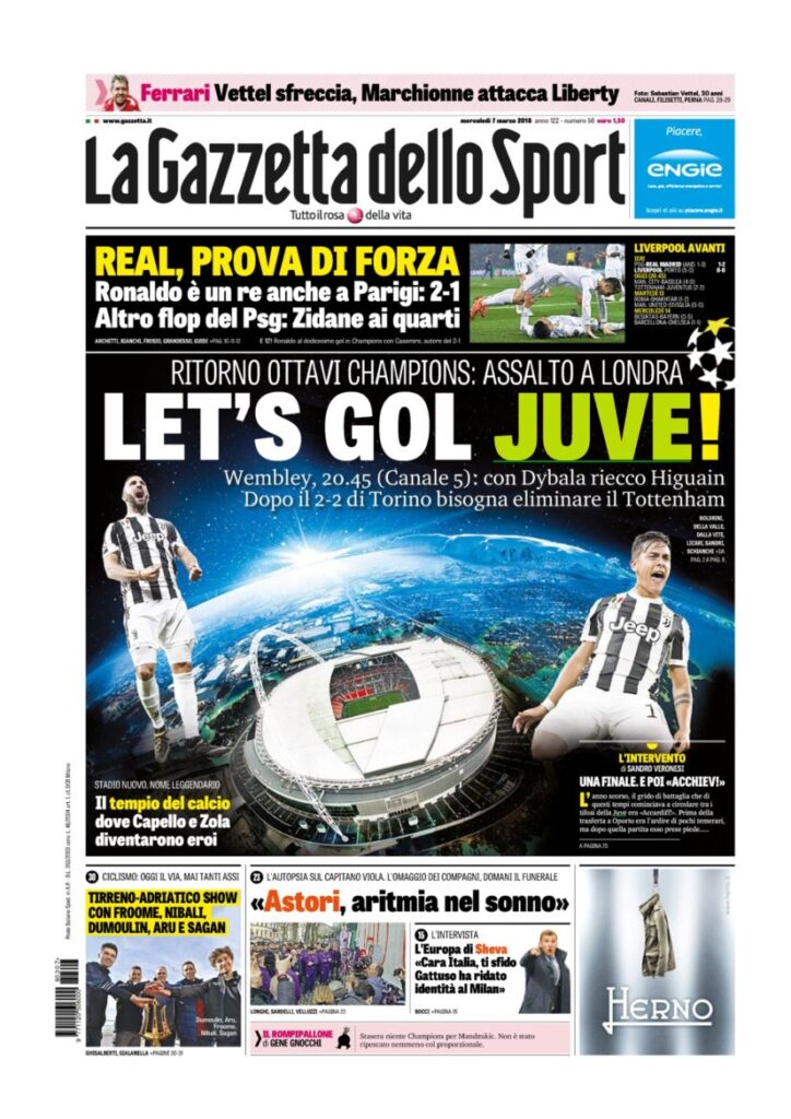 Rassegna Bianconera di mercoledì 7 marzo 2018 1 GDS73218