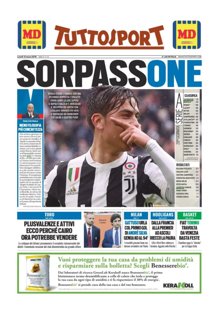 Rassegna Bianconera di lunedì 12 marzo 2018 1 TS12318