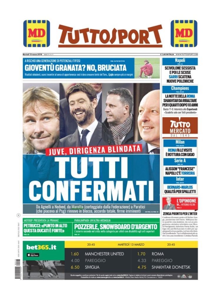 Rassegna Bianconera di martedì 13 marzo 2018 3 TS13318