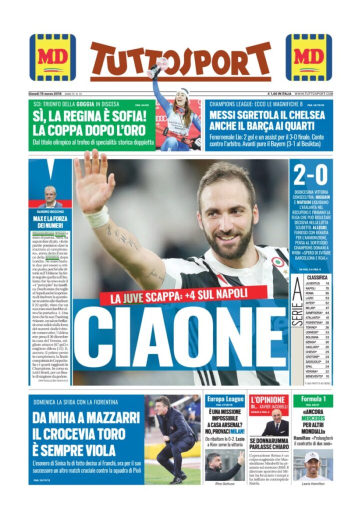 Rassegna Bianconera di giovedì 15 marzo 2018 4 TS15318