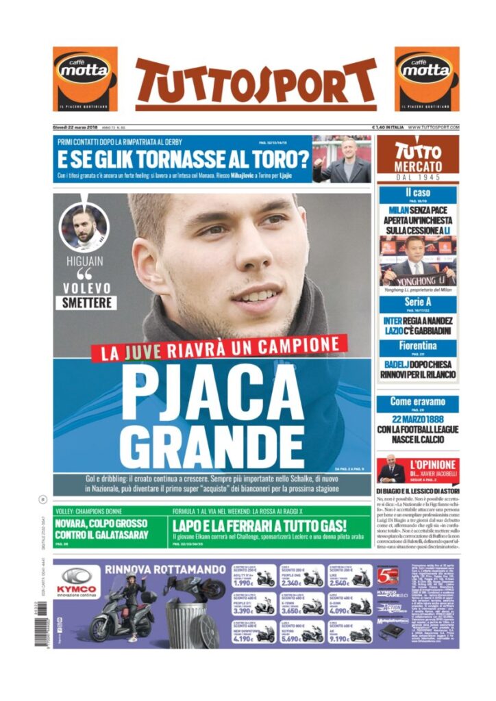 Rassegna Bianconera di giovedì 22 marzo 2018 2 TS22318