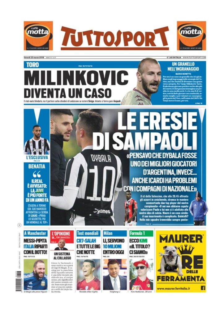 Rassegna Bianconera di venerdì 23 marzo 2018 1 TS23318