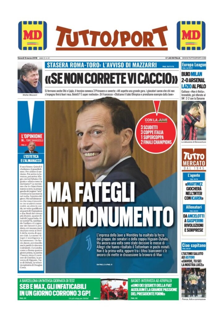 Rassegna Bianconera di venerdì 9 marzo 2018 3 TS9318