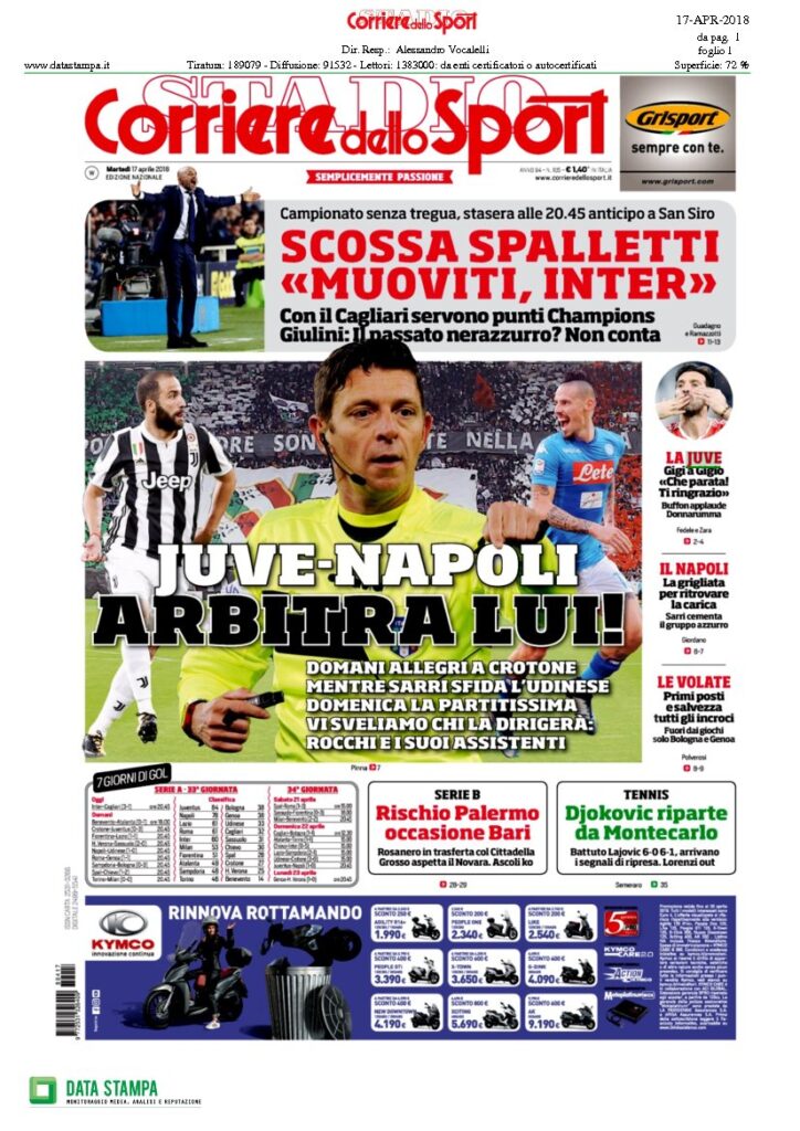 Rassegna Bianconera di martedì 17 aprile 2018 1 CDS17418
