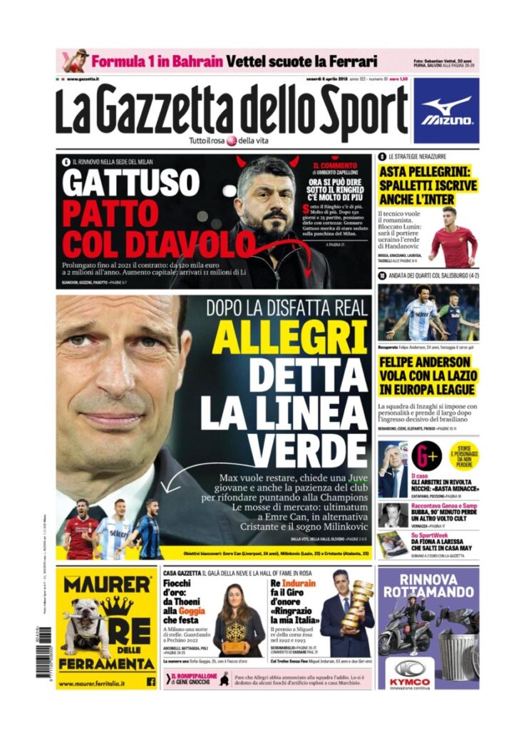 Rassegna Bianconera di venerdì 6 aprile 2018 4 GDS6418