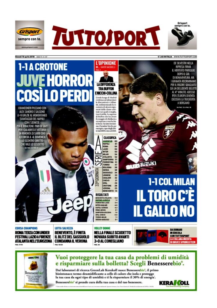 Rassegna Bianconera di giovedì 19 aprile 2018 1 TS19418