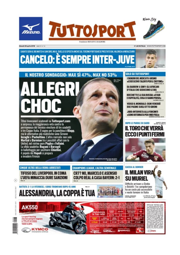 Rassegna Bianconera di giovedì 26 aprile 2018 1 TS26418