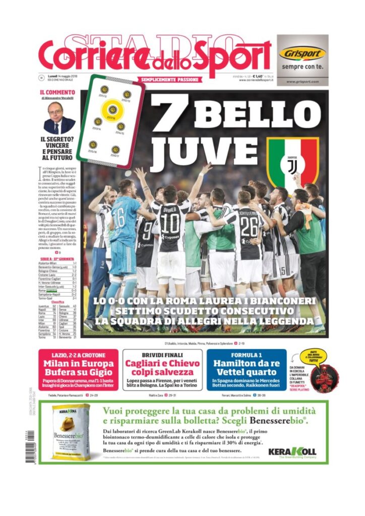Rassegna Scudetto di lunedì 14 maggio 2018 1 CDS14518