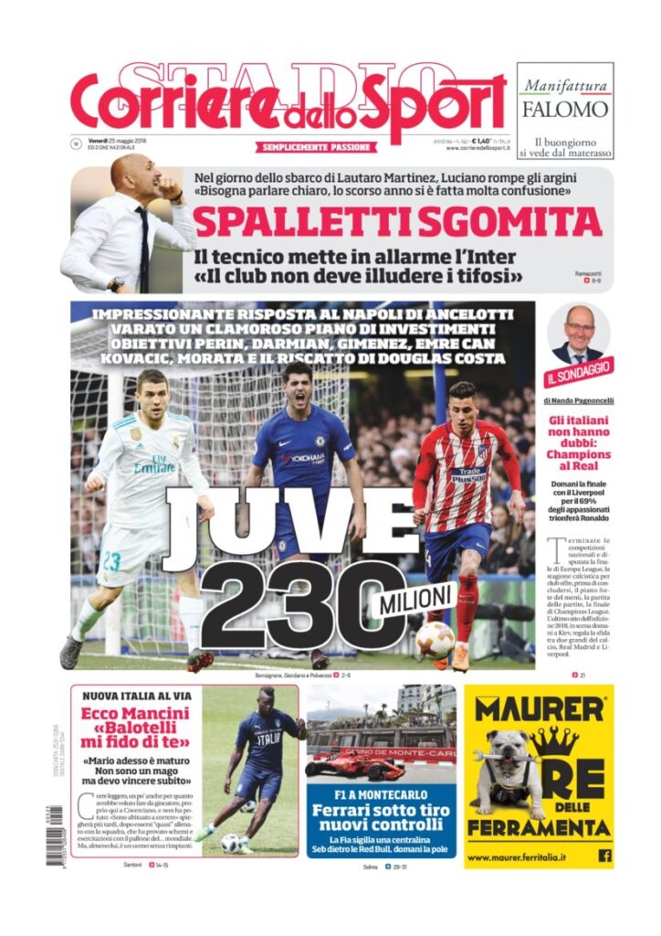 Rassegna Bianconera di venerdì 25 maggio 2018 1 CDS25518