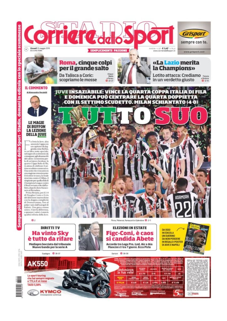 Rassegna Bianconera di giovedì 10 maggio 2018 1 CS10518