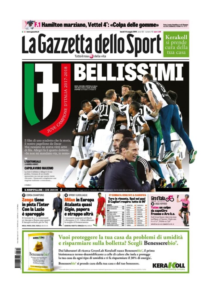 Rassegna Scudetto di lunedì 14 maggio 2018 3 GDS14518