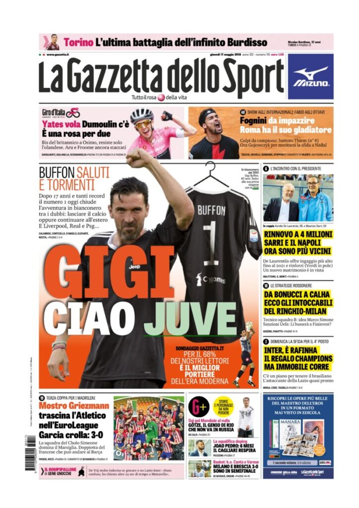 Rassegna Bianconera di giovedì 17 maggio 2018 4 GDS17518
