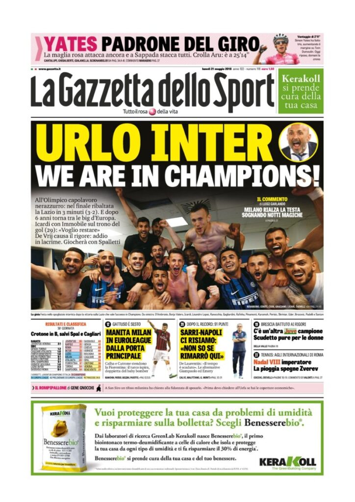 Rassegna Bianconera di lunedì 21 maggio 2018 5 GDS21518