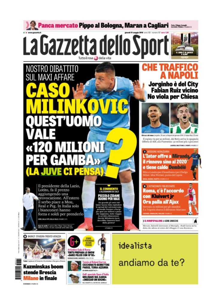 Rassegna Bianconera di giovedì 31 maggio 2018 6 GDS31518