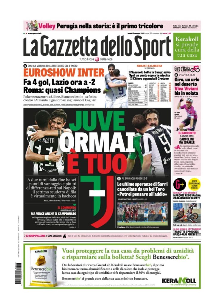 Rassegna Bianconera di lunedì 7 maggio 2018 2 GDS7518