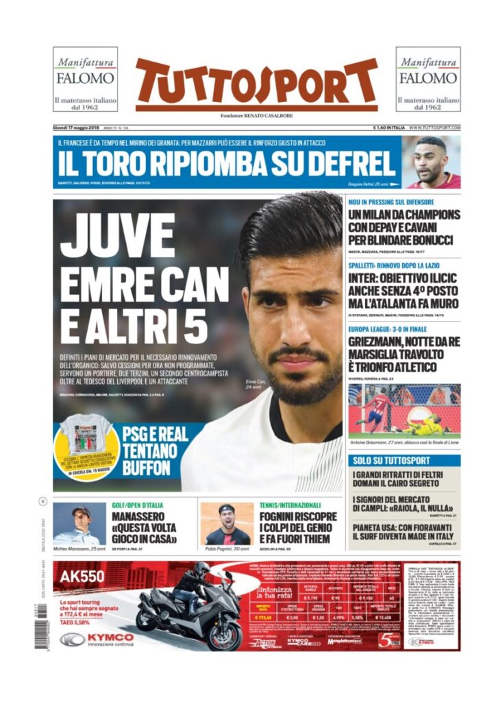 Rassegna Bianconera di giovedì 17 maggio 2018 1 TS17518