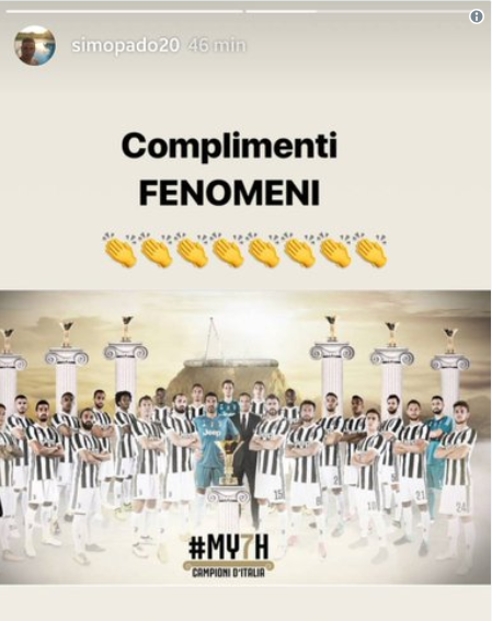 Padoin celebra le gesta della Juve: «Complimenti fenomeni» - FOTO 39 social padoin