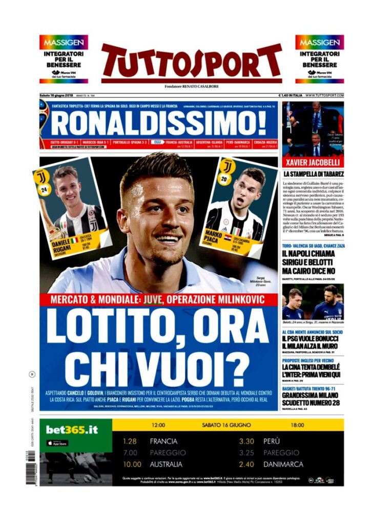 Rassegna Bianconera di sabato 16 giugno 2018 1 T16618