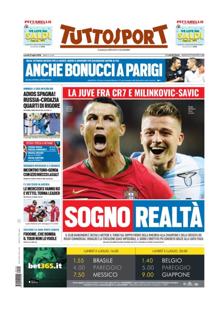 Rassegna Bianconera di lunedì 2 luglio 2018 1 TS2718