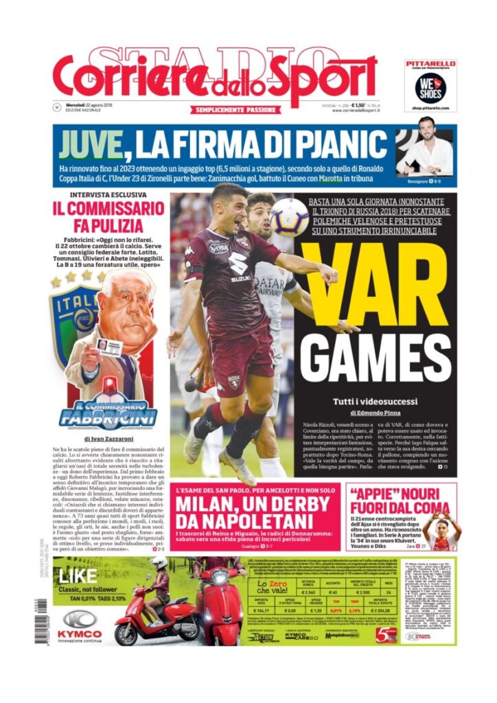 Rassegna Bianconera di mercoledì 22 agosto 2018 1 CDS 14