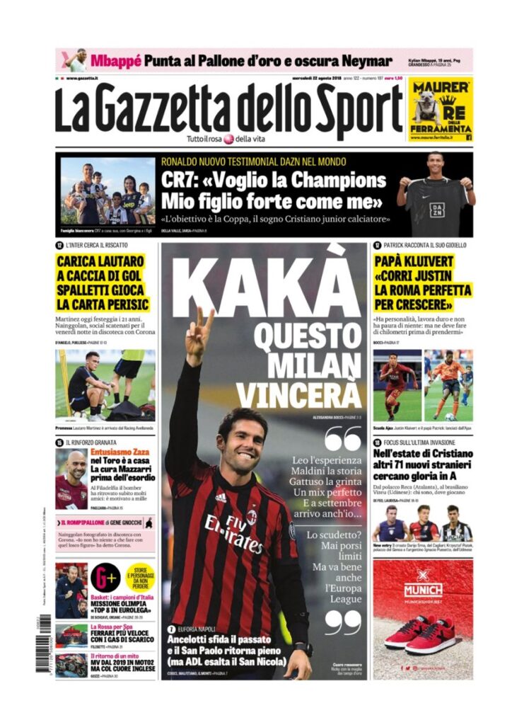 Rassegna Bianconera di mercoledì 22 agosto 2018 2 GDS 15