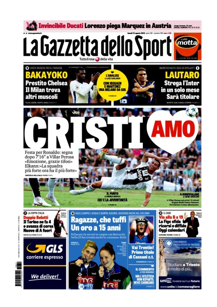 Rassegna Bianconera di lunedì 13 agosto 2018 3 GDS 7