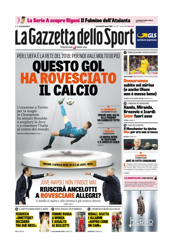 Rassegna Bianconera di mercoledì 29 agosto 2018 1 T 13