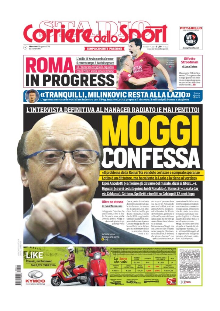 Rassegna Bianconera di mercoledì 29 agosto 2018 2 T1 15