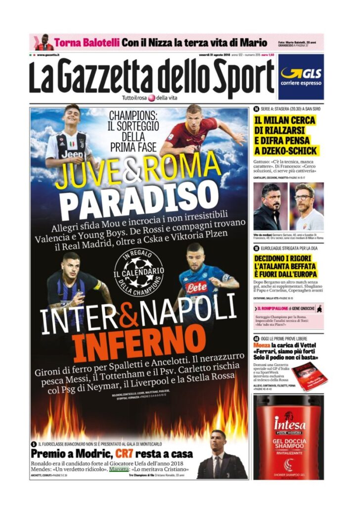 Rassegna Bianconera di venerdì 31 agosto 2018 1 T2 10