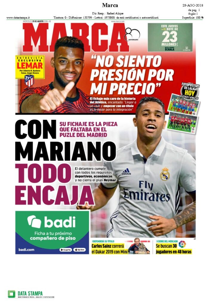 Rassegna Bianconera di mercoledì 29 agosto 2018 4 T3 8