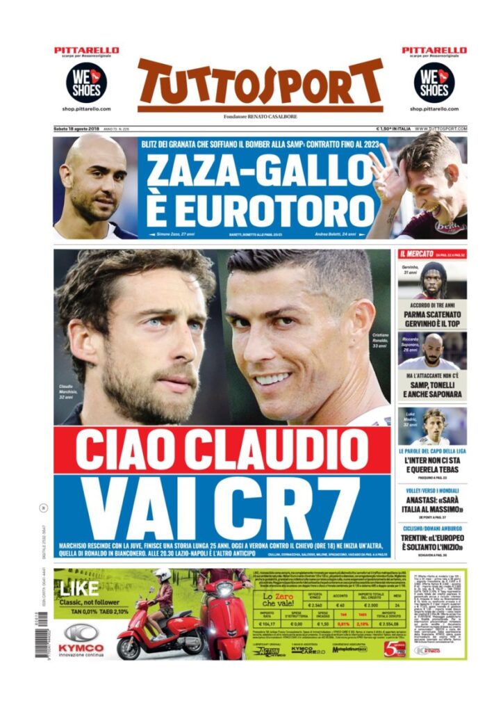 Rassegna Bianconera di sabato 18 agosto 2018 5 TS 10