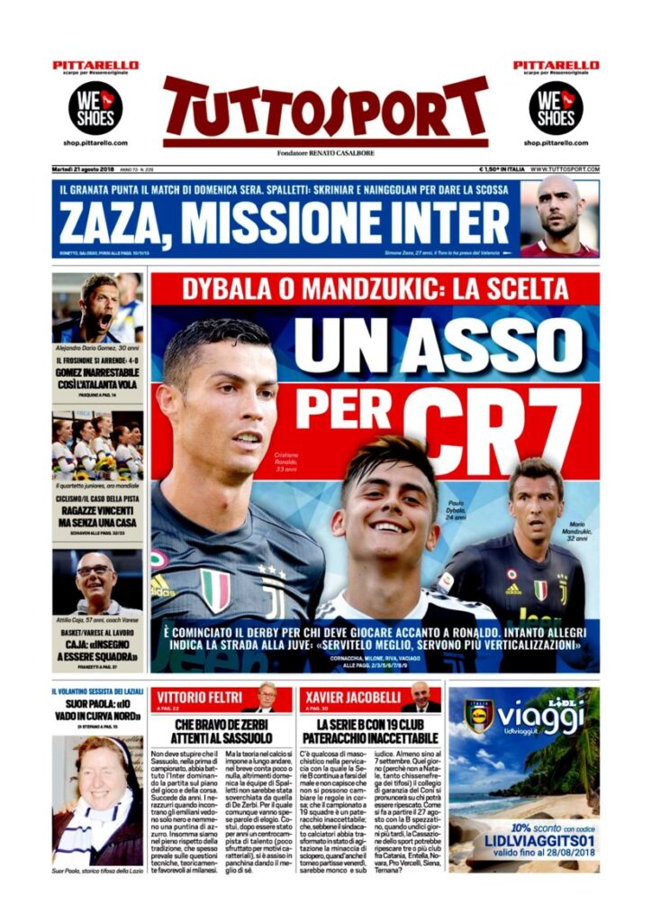 Rassegna Bianconera di martedì 21 agosto 2018 1 TS 13